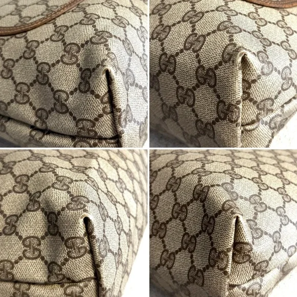 Gucci authentic brown monogram coated canvas tote bag ribbon handles - Picture 14 of 16